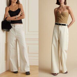 KHAITE The Ian High Rise Loose Wide Leg Jean in Ivory